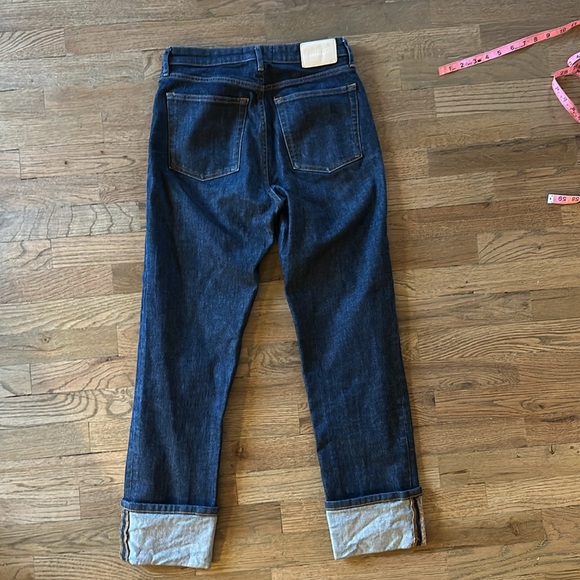 Everlane High Rise Straight Jean Dark Wash Cuff 27 Like New Super Straight - Picture 5 of 6